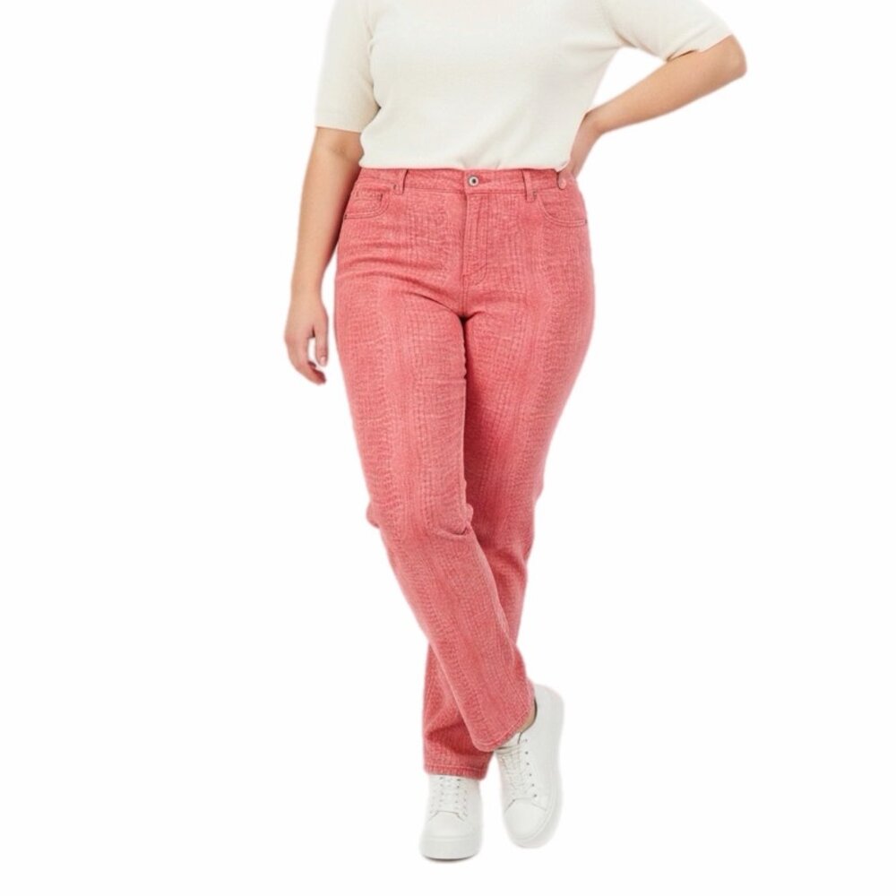 Diane Gilman DG Jeans Womens 16W Salmon Alligator Crocodile  Print Y2K Coastal